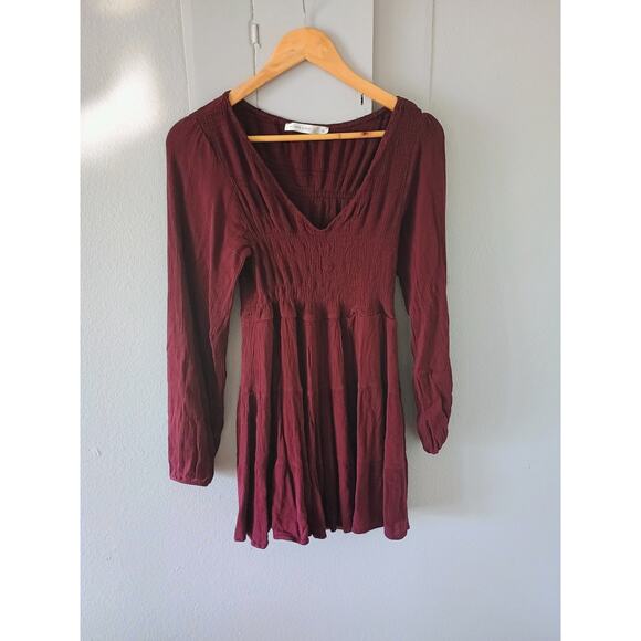 Altar'd state red V-neck mini dress with long sleeves and a flowy hem XL boho - Picture 1 of 16